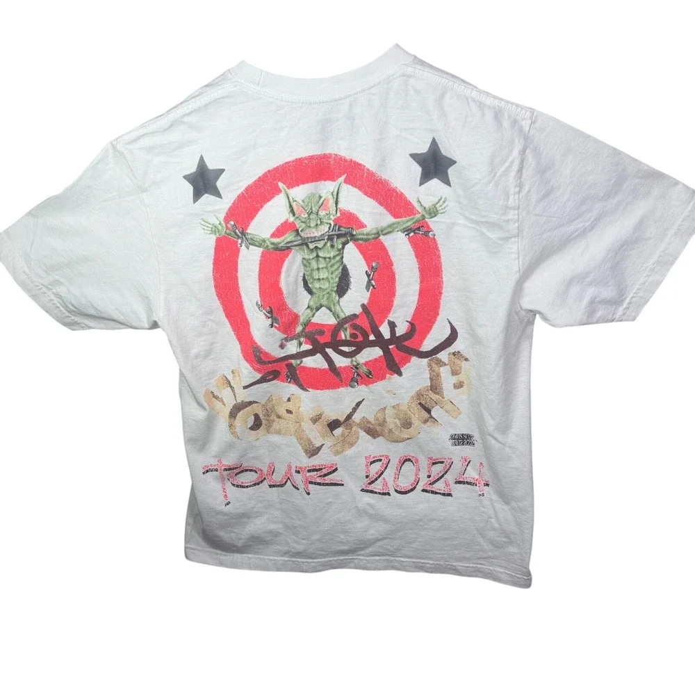 Travis‎ Scott Circus Maximus Tour 2024 Graphic White T-Shirt Mens Large TS002BL